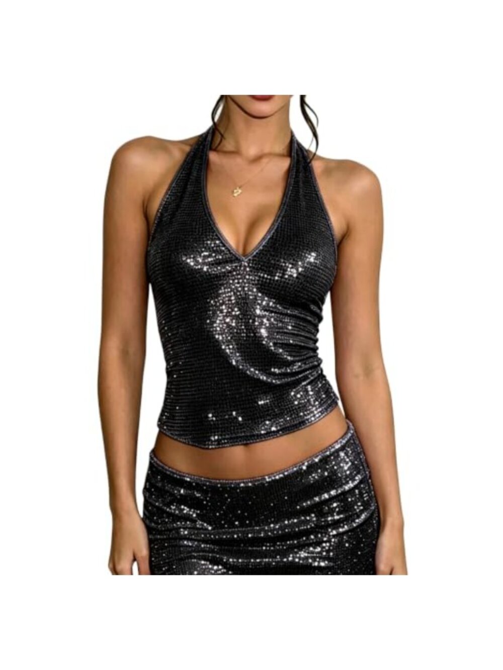 Womens Lace Halter Crop Tank Top Sleeveless Backless Y2K Going Out Top